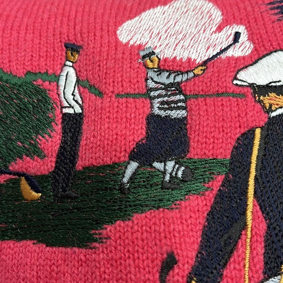 Lyle & Scott Hawick Scotland Lambswool Crewneck Golf Raspberry Red Oversized M - Picture 11 of 11